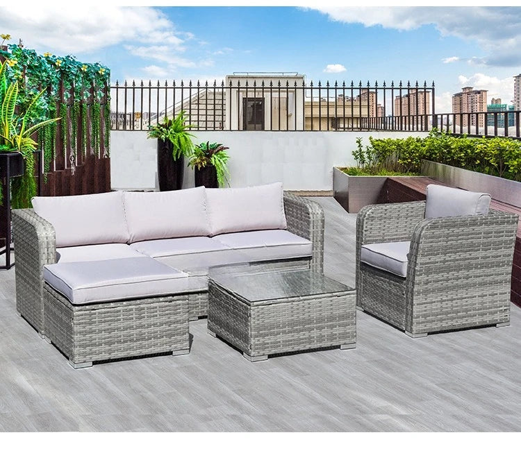 Outdoor leisure rattan sofa, outdoor open-air garden courtyard, waterproof and sunscreen leisure