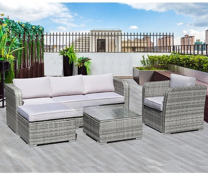 Outdoor leisure rattan sofa, outdoor open-air garden courtyard, waterproof and sunscreen leisure