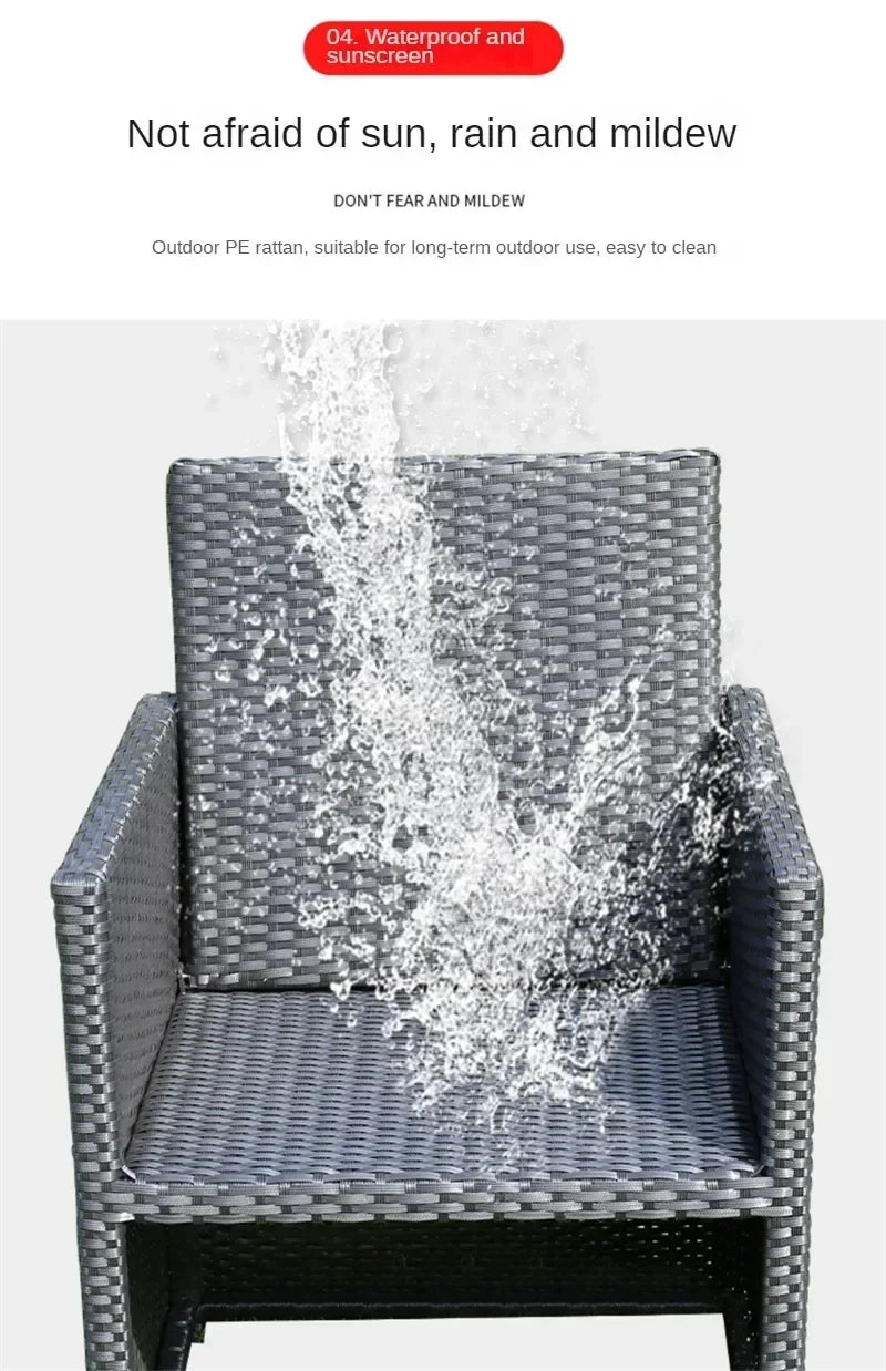 Patio Rattan Furniture Set Modern Open-air Garden Furniture Sets Waterproof and Sun-proof Armchair Leisure Outdoor Table Chairs