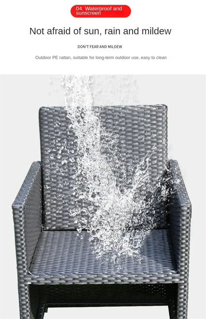 Patio Rattan Furniture Set Modern Open-air Garden Furniture Sets Waterproof and Sun-proof Armchair Leisure Outdoor Table Chairs