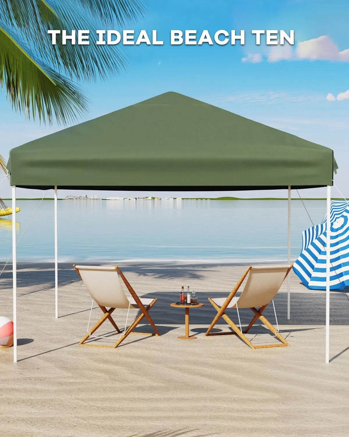 10x10 FT Pop Up Canopy Tent with 3 Adjustable Heights – Outdoor Sun Shade Shelter, 4 Sandbags & Carry Bag, for Parties & Events