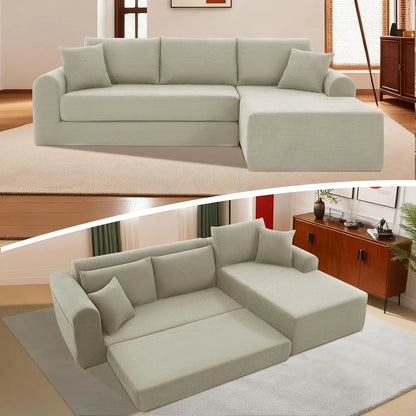 Modular Sectional Couch in a Box 103" L Shaped Boneless Cloud Couch with Deep Seat, Convertible Sofa Bed for Living Room Bedroom