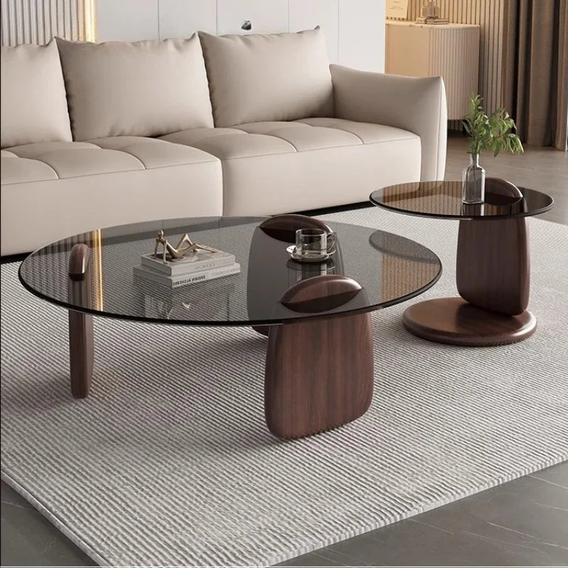 Table à thé, salon, petite maison, style italien, table à thé simple et moderne, table à thé créative en verre à combinaison circulaire