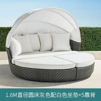 Outdoor rattan round bed leisure garden courtyard swimming pool beach bed