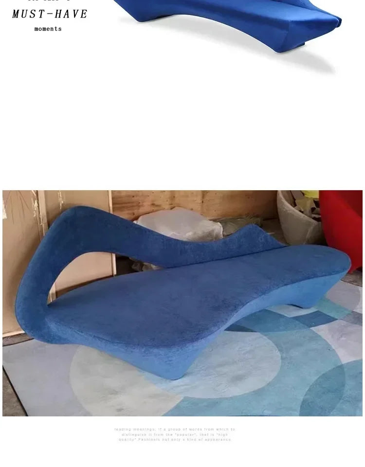 Italian Simple Fabric Leather Sofa Living Room and Sample Room Lobby Reception Arc Moon Sofa