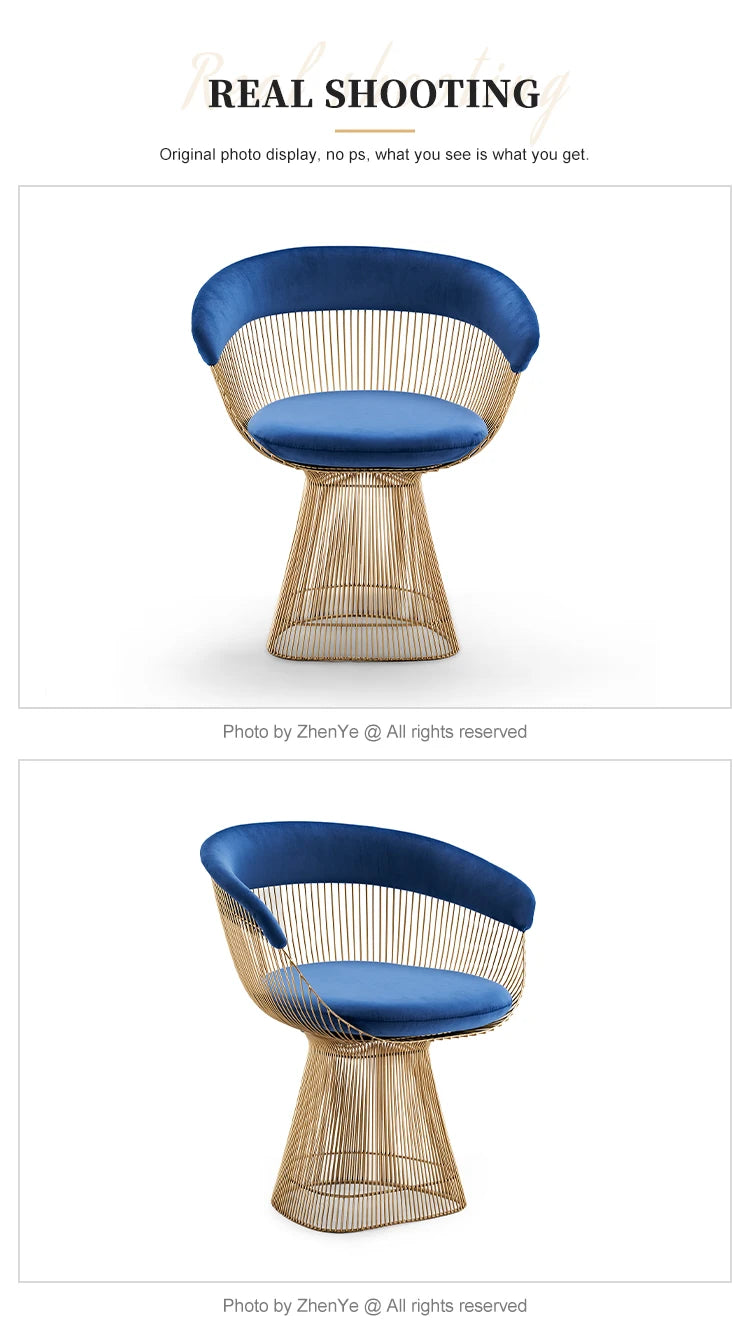 Modern Home Metal Gold Frame Accent Chair Luxury Fabric Velvet Stainless Steel Living Room Lounge Chairs