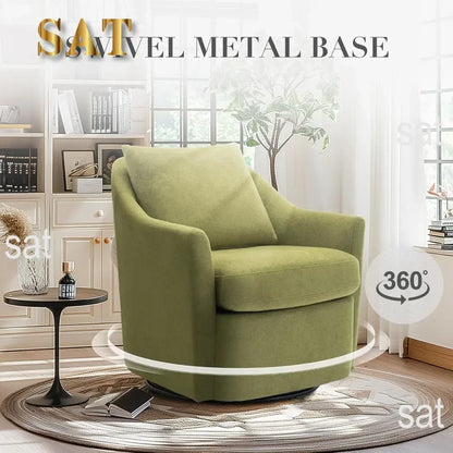 /Swivel Chair Set of 2, Upholstered Round Barral Chair, 360° Swivel Accent Chair Ergonomic Backrest, Morden Armchair, Green