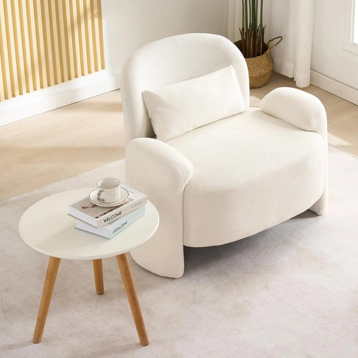 Oversized Accent Chair, Modern Linen Fabric Lounge Armchair for Living Room, Upholstered Comfy Reading Single Sofa, Customized