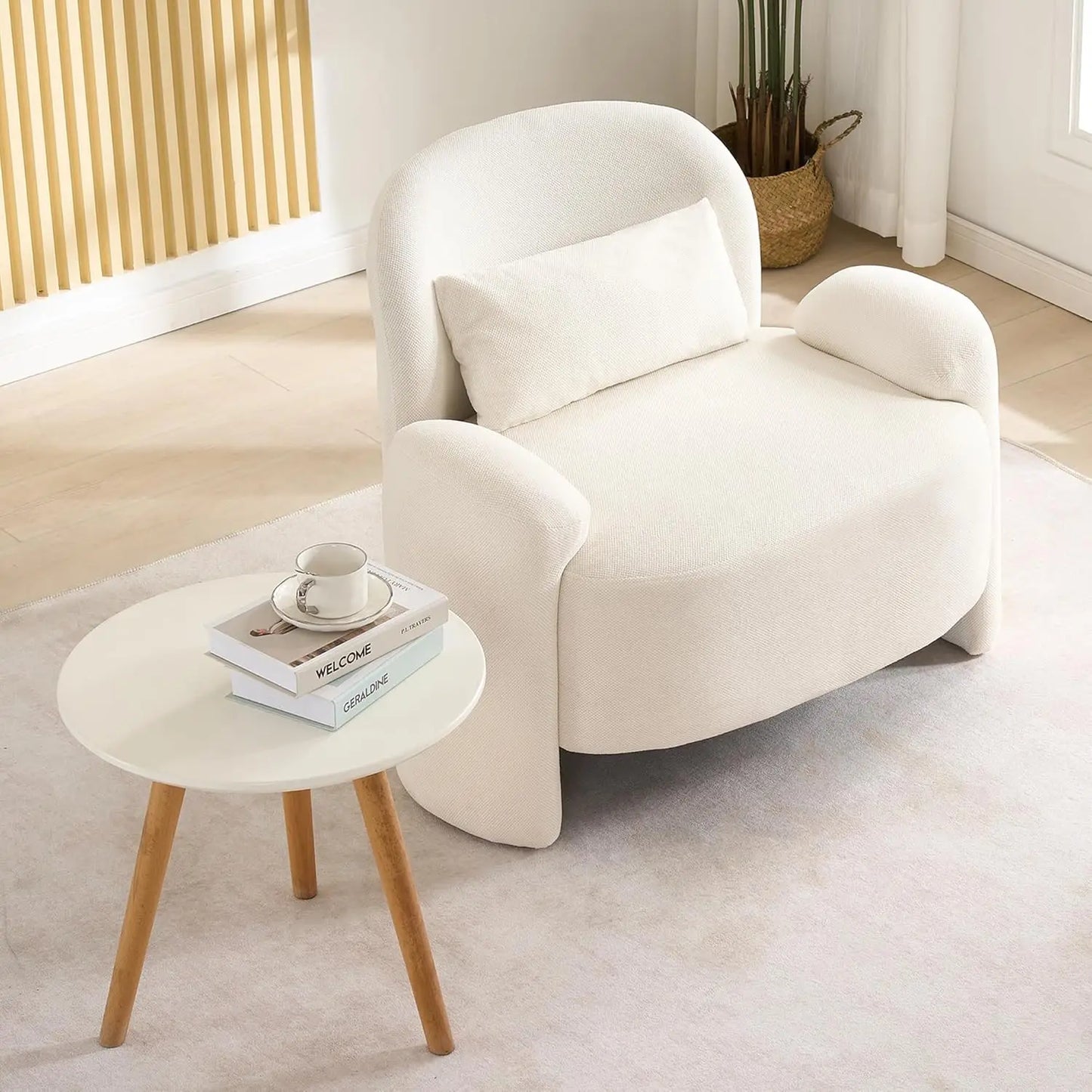 Oversized Accent Chair, Modern Linen Fabric Lounge Armchair for Living Room, Upholstered Comfy Reading Single Sofa, Customized