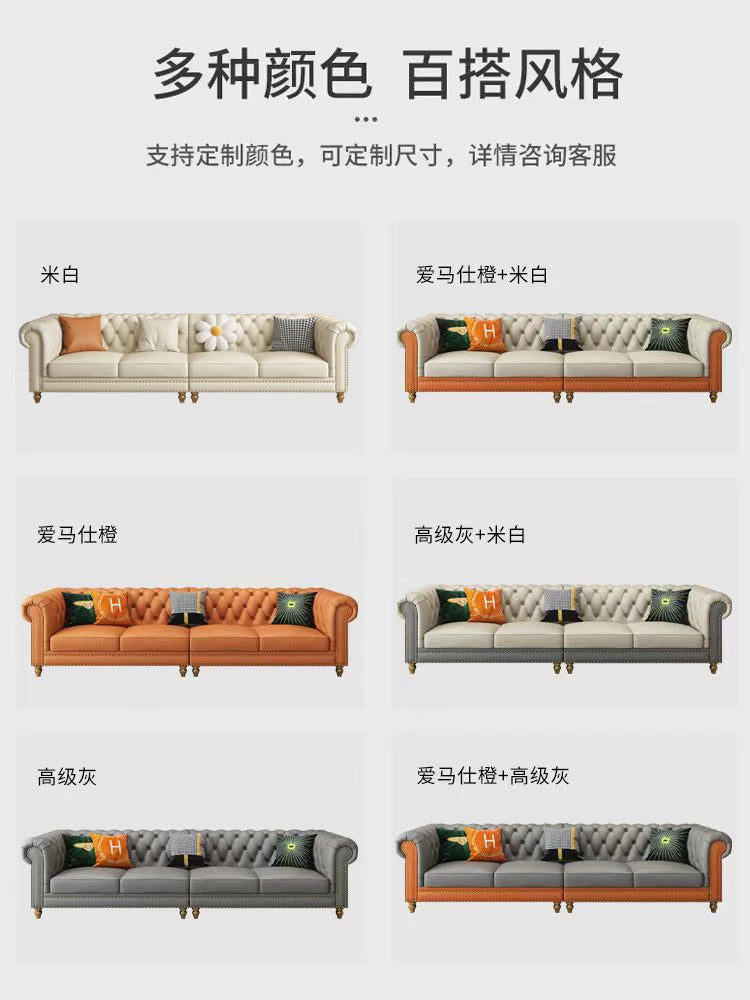 Designer Genuine Leather Sofas Fancy Living Room Lounge Floor Sofa Loveseat Modern Canape Salon De Luxe Apartment Furniture