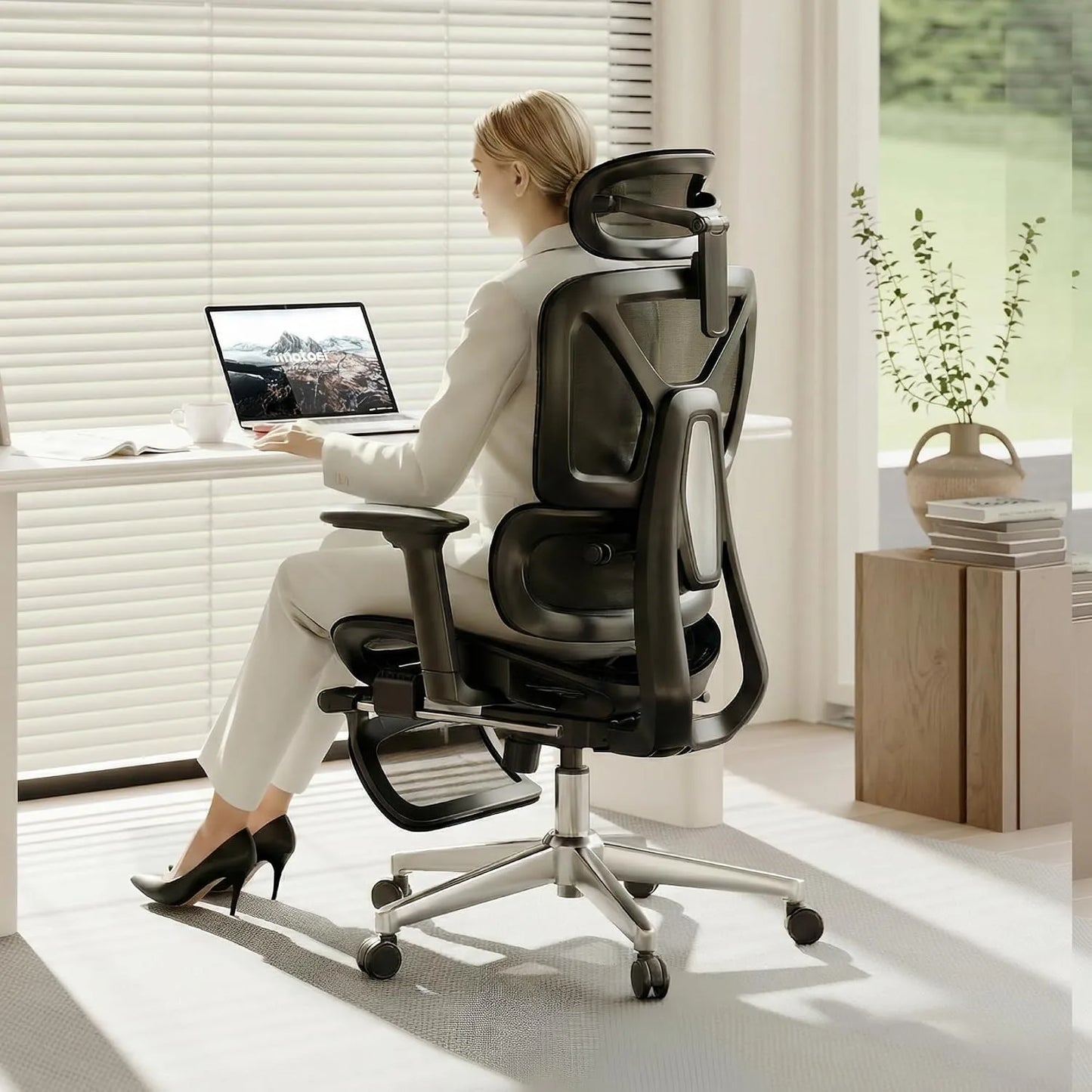 Premium Ergonomic Office Chair,3D Adjustable Armrests,Dynamic Lumbar Support,Recline Tilt & Footrest, Custom