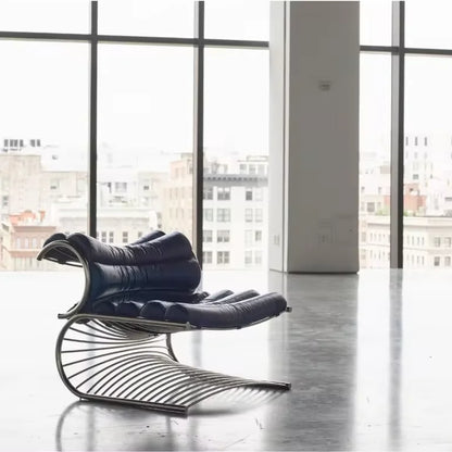 Nordic modern stainless steel single-back lounge chair, ergonomically designed for use in homes and living rooms