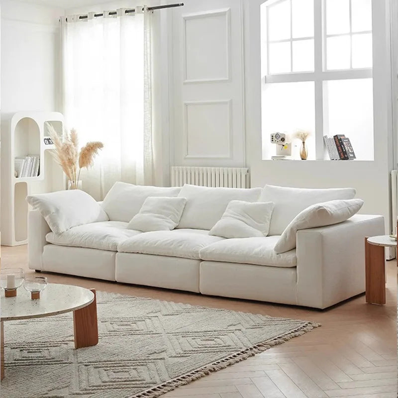 -For Modern Fabric L-Shape Three-Person Sofa Set with Sponge Filling for Living Room Gym & Villa Use&