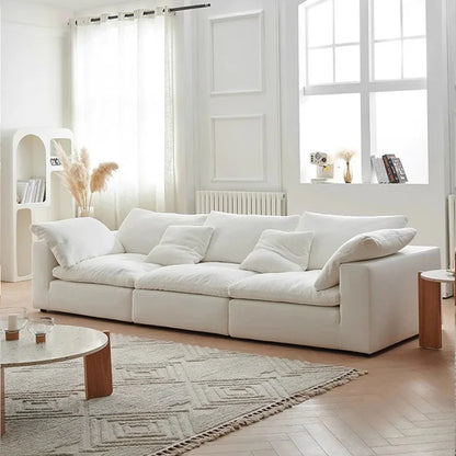 -For Modern Fabric L-Shape Three-Person Sofa Set with Sponge Filling for Living Room Gym & Villa Use&