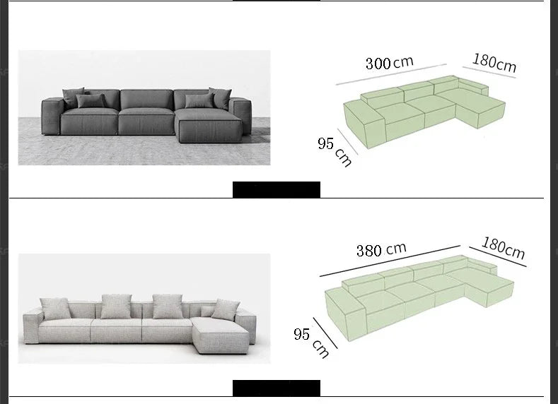 /Italian simple square multiperson combination sofa Nordic creative corner highend living room fabric sofa