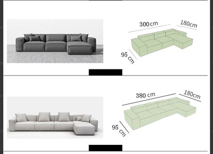 /Italian simple square multiperson combination sofa Nordic creative corner highend living room fabric sofa