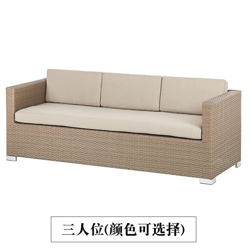 Outdoor Coffee Table Garden Sofas Combination Leisure Nordic Lawn Garden Sofas Simple Pe Rattan Furniture Sofá Jardín MHHYSF