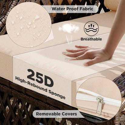 7-Piece Outdoor Patio Furniture Set with Wicker Swivel Chairs, Ottomans, and Storage Coffee Table