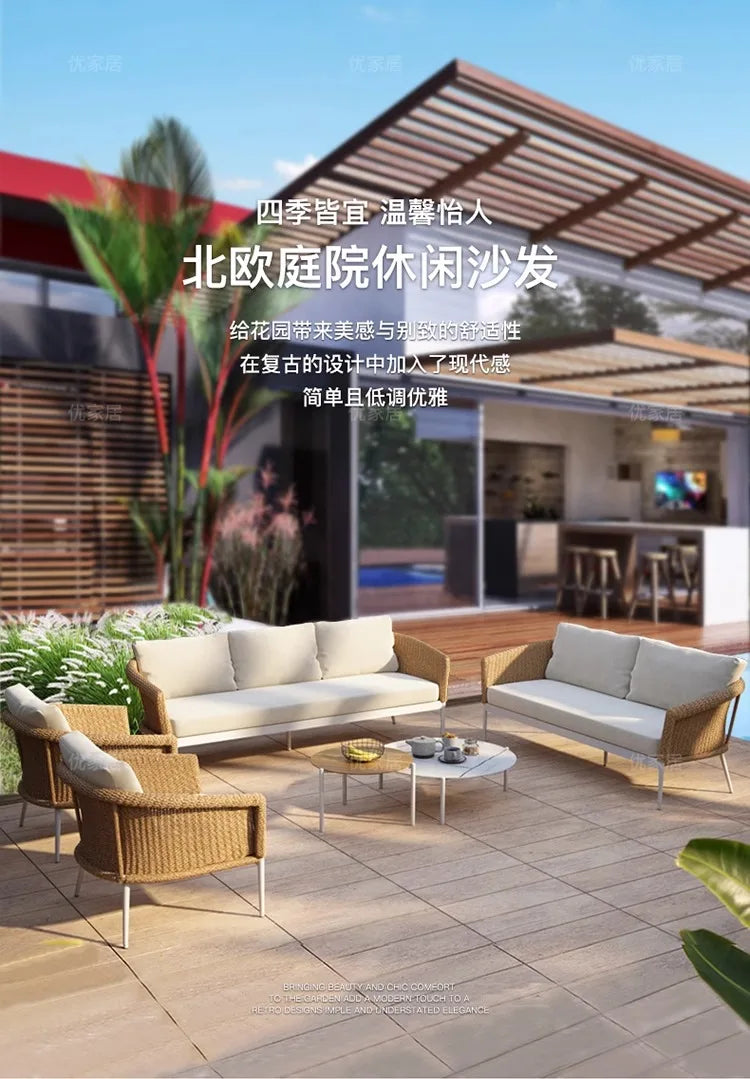 Outdoor Sofa Designer Sample Room Rope Weaving Furniture Leisure Courtyard Outdoor Garden Outdoor Waterproof Sofa