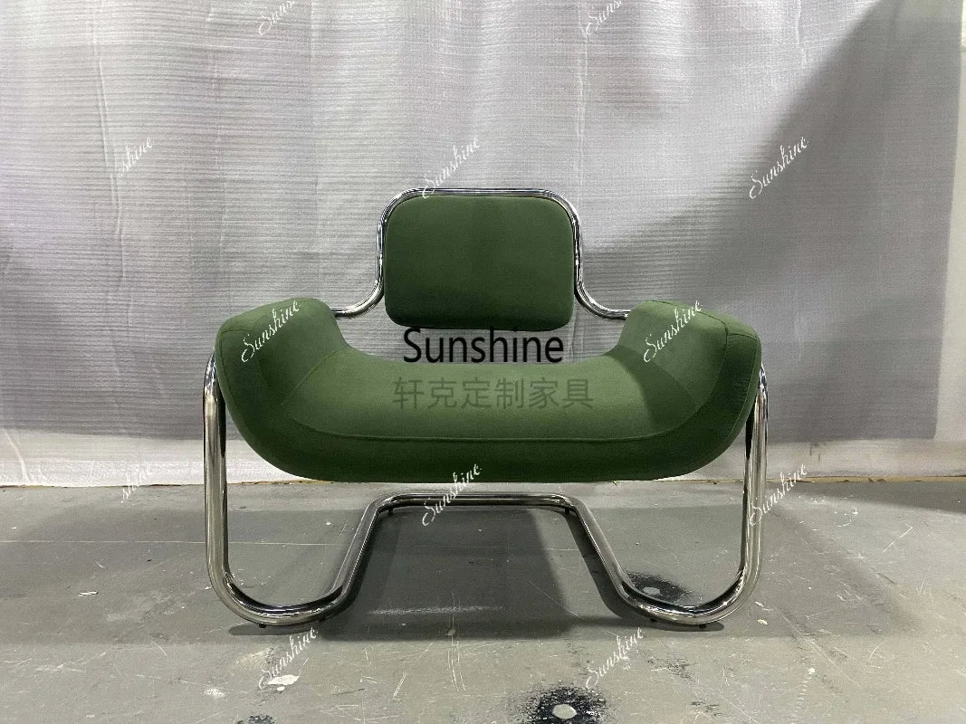 Nordic medieval curved special-shaped convex chair stainless steel light luxury backrest single chairTJ