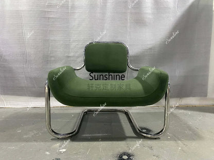 Nordic medieval curved special-shaped convex chair stainless steel light luxury backrest single chairTJ