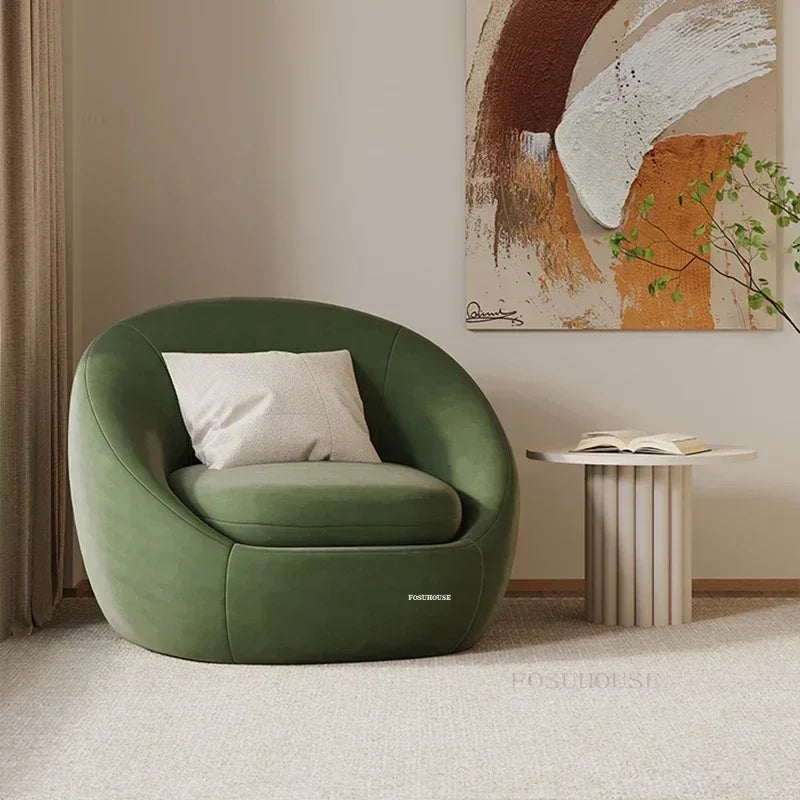 Simple Fabric Living Room Chairs Minimalist Nordic Creative Beauty Salon Lounge Chair Table Home Single Lazy Sofa Backrest Chair
