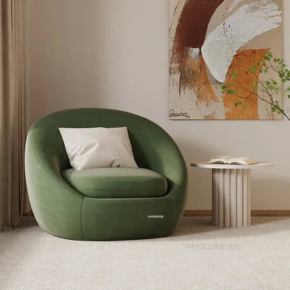 Simple Fabric Living Room Chairs Minimalist Nordic Creative Beauty Salon Lounge Chair Table Home Single Lazy Sofa Backrest Chair