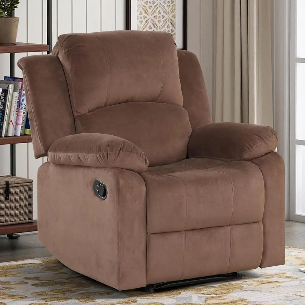 Light Brown Heavy-Duty Recliner Chair with Soft Fabric for Living Room or Bedroom