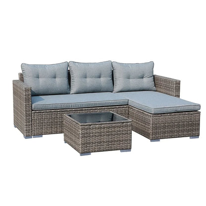 'Aluminum Outdoor Garden Wicker Rattan Furniture Couch Sofa Set Rope Furniture Set L Shaped Chair Sectional Sofas
