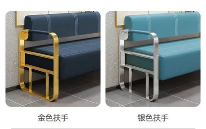 Famous Hair Salon Area Bench Hair Salon Waiting Light Luxury Stainless Steel Bar Sofa