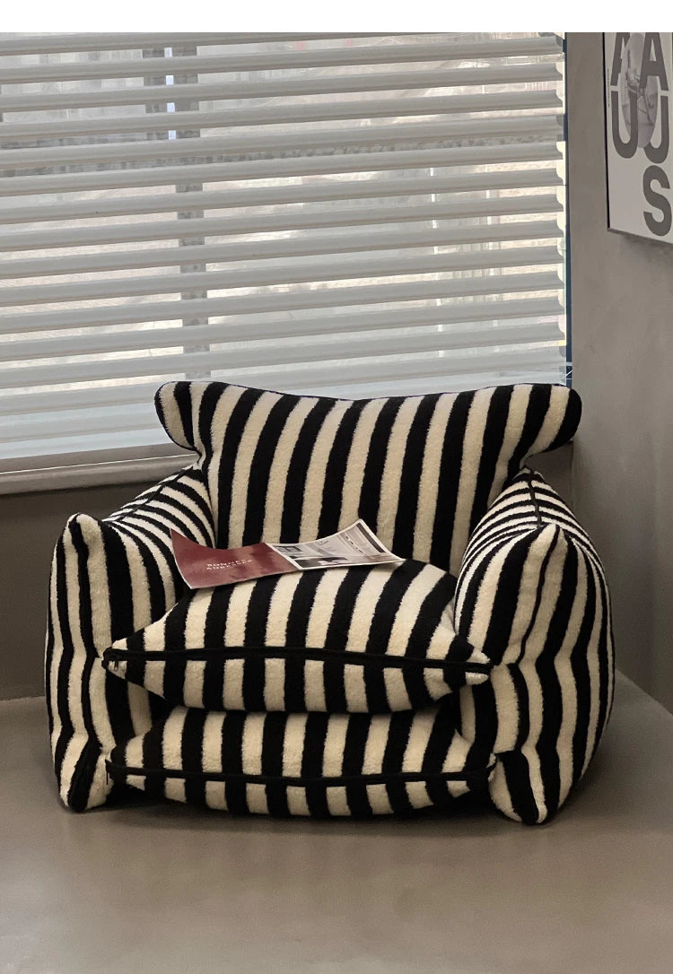 MOMO Simple Household Living Room Leisure Lazy Sofa Net Red Striped Bedroom Tatami Creative Backrest Chaise Longue