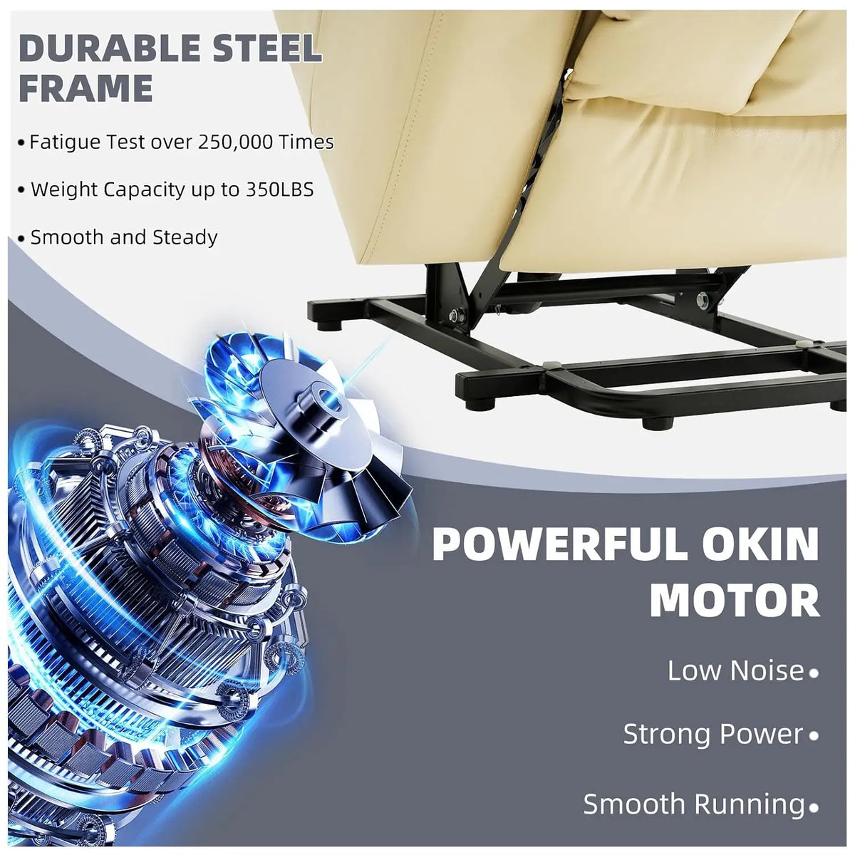 Leather Power Lift Recliner Chair for Elderly Cream Customized Comfortable Living Room Furniture Home Health Care Equipment