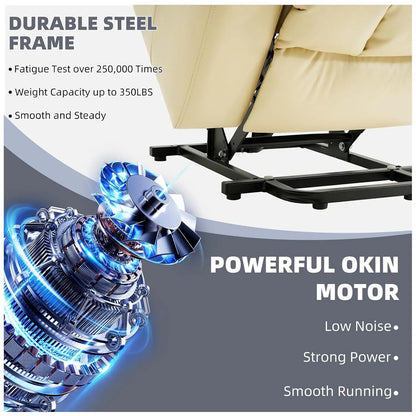 Leather Power Lift Recliner Chair for Elderly Cream Customized Comfortable Living Room Furniture Home Health Care Equipment