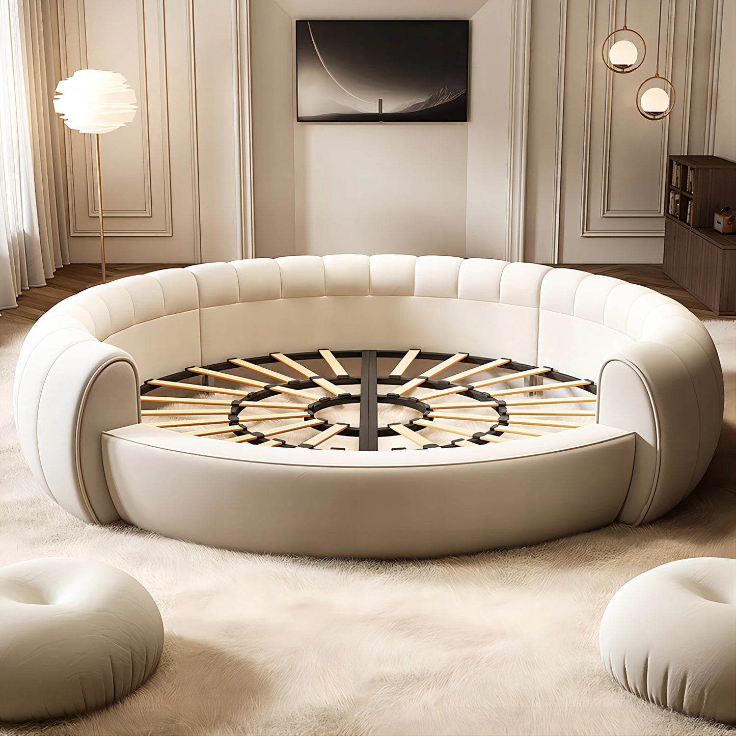 Round Confortable Bed Aesthetics Quality King Size Apartment Unique Bed Frame Modern Wedding Cama De Casal Bedroom Furniture