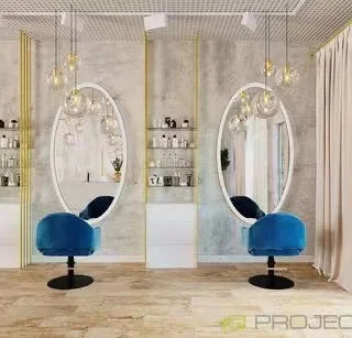 Modern Style Large Gold Styling Barber Wall Mounted Salon Furniture Hairdressing Led Makeup Beauty Salon Mirror
