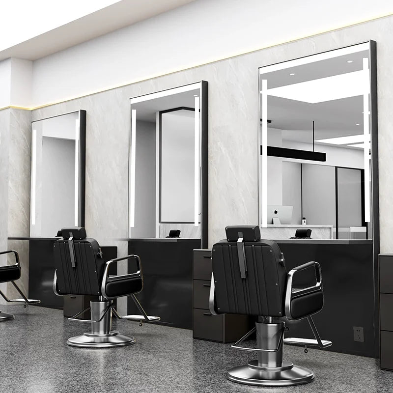 HJ Barber Shop Mirror Quick Cut Special Mirror Hair Salon Internet celebrity hair salon Full Lamp Mirror