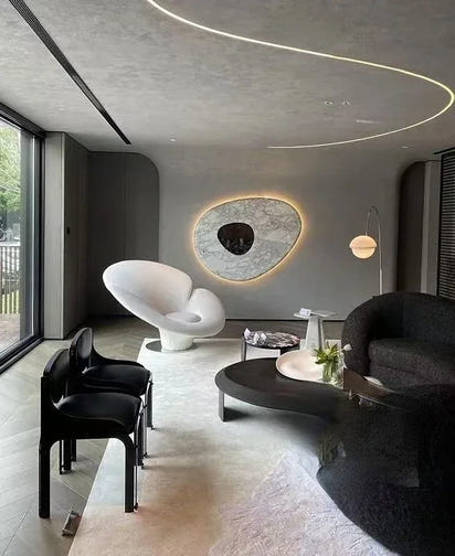 #y Elegant Accent Casual Black  Leather Lounge Chairs Single Sitting Room Arm Chair Living Room steel Flower fiberglass Armchair