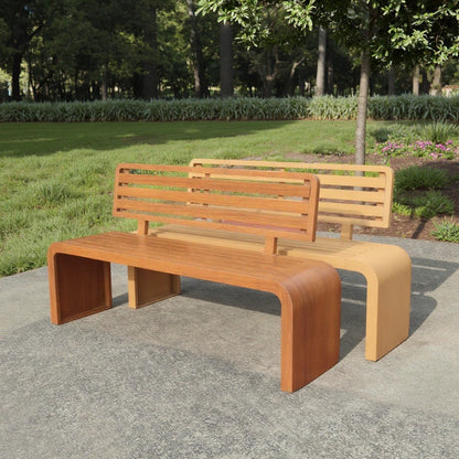 Banc carré en bois rayé et fer pour loisirs publics en plein air, jardin, cour, patio, salle de sport ou centre commercial, rangée de courses