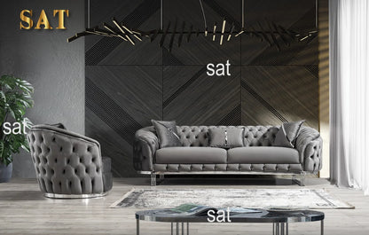 Luxury 2-3 Seater Chesterfield Sofa Hot Sales Gold Stainless Steel Frame Velvet Upholstery Sponge Filling for Hotel Home Use