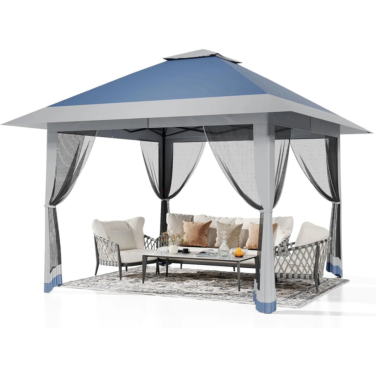 13x13Ft Pop Up Canopy Tent, One Push Setup Outdoor Gazebo With Mosquito Netting, Waterproof UV Protection Instant Shade Shelter