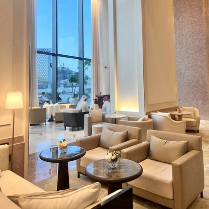 Hotel lobby furniture, modern common areas, synthetic leather upholstery, modular sofa set