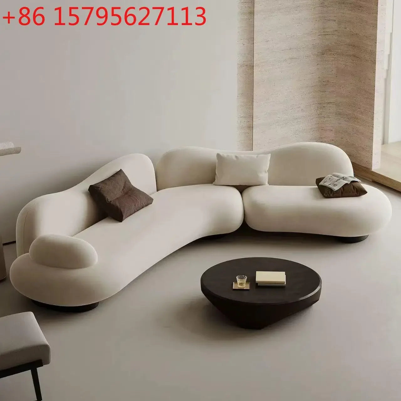 Italian minimalist sea salt sofa living room large flat layer fabric simple modern special-shaped sofa