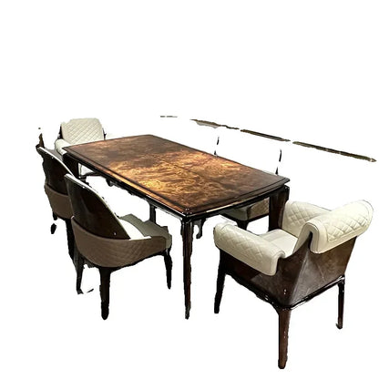 Light luxury solid wood dining table and chairs