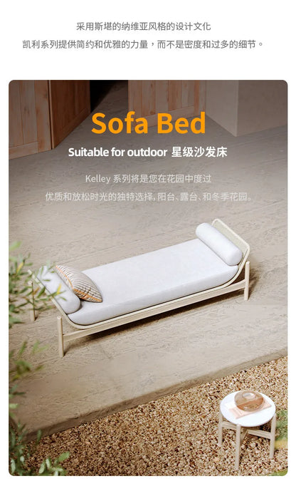 Outdoor sofa courtyard rattan teak outdoor garden villa hotel waterproof and sun protection homestay solid wood sofa furniture