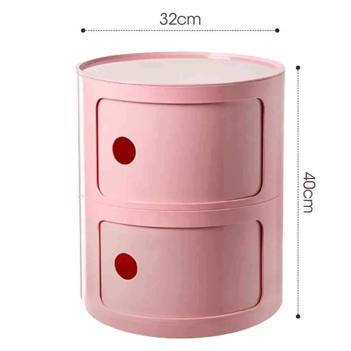 Plastic Round Nightstand Bedside Table Cabinet with Sliding Doors Round Storage Bedside Cabinet Nightstand  for Living Bedroom