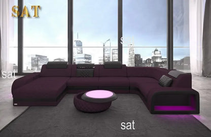 New Arrival New Arrival Italian Style Modern Design Leather Furniture U Shape Sectional Sofa With LED Light For Living Room Sofa