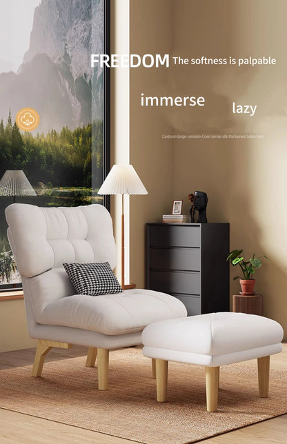 Factory Wholesale Modern Simple Minimalist Velvet comfort Fabric Leisure Reclining Lounge Wooden Living Room Chair