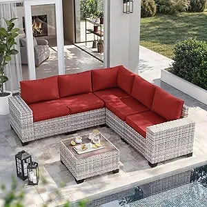 Outdoor PatioLix Furniture Set Wicker Rattan Sectional Sofa Set, Patio Conversation Set