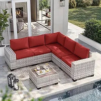 Outdoor PatioLix Furniture Set Wicker Rattan Sectional Sofa Set, Patio Conversation Set