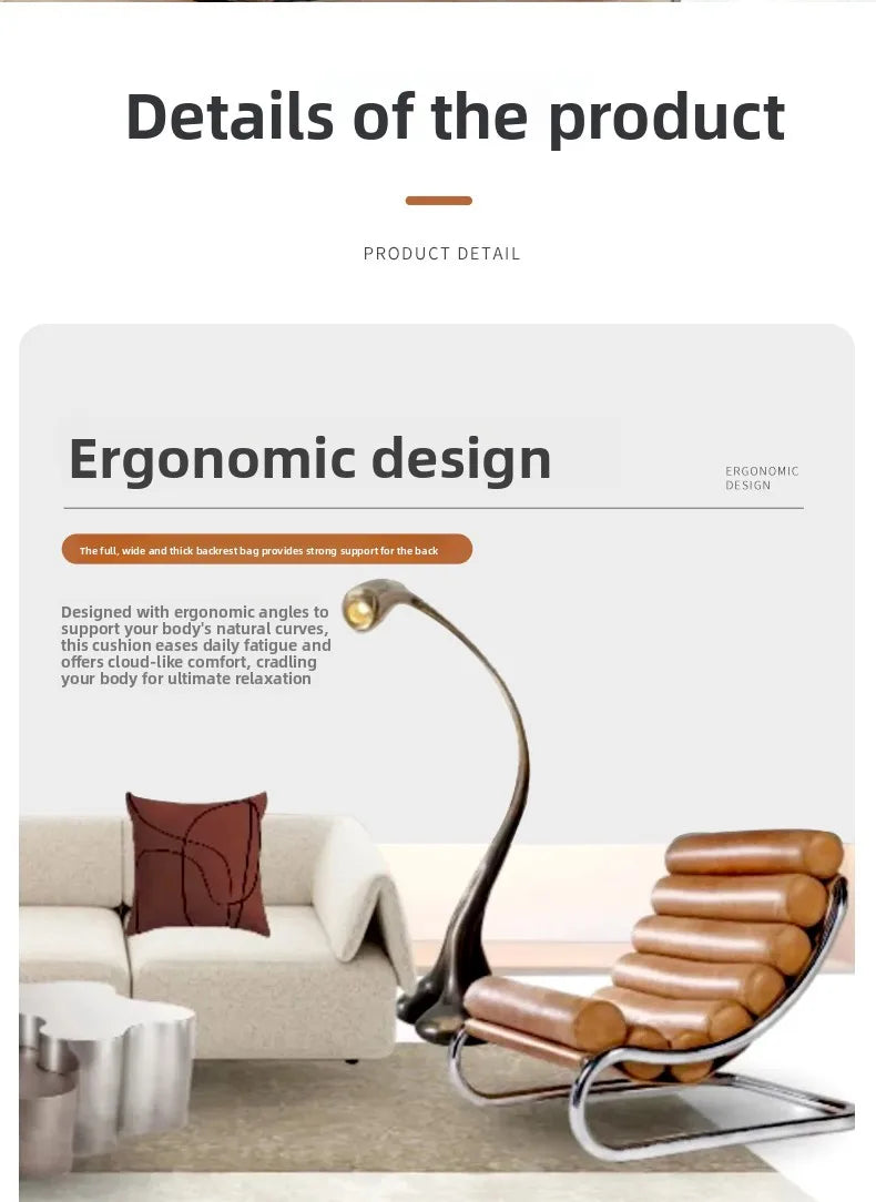Stainless steel sofa chair Metal lazy recliner Light luxury leisure living room Home single sofa